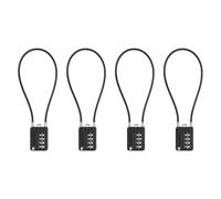 RESET-200 4-Digit Combination Cable Padlock, 3 mm, 30 cm, 4 Pack | Includes 4 locks. 30 cm measures cable only, not the lock body; the 3 mm cable and end fitting must pass each opening.