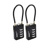 RESET-200 4 Digit Combination Padlock with 10 cm Steel Cable,High Security Lcok for Luggage Suitcase Gun Case Toolbox Helmet Black 2 Pack