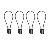 RESET-200 (4 Pack) 4 Digit Combination Flexible Cable Padlock, 30 cm Long Lock, 3mm Diameter Cable for Trash Can Lid, Locker, Cabient, Luggage, Suitcase, Gun, Pistol, Toolbox, Helmet - Black