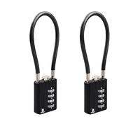 RESET-204 (2 Pack) 4 Digit Combination Padlock with 18 cm(7.1 inch) Long Cable,Cable Lock for Travel, Locker, Luggage, Suitcase, Toolbox, Helmet, Backpack, 5mm Diameter,Black