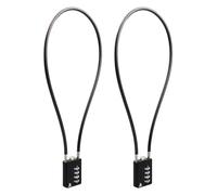 RESET-204 (2 Pack) 4 Digit Combination Padlock with 20 inch (50cm) Long Cable,Cable Lock for Trash Can, Locker, Gym Locker, Luggage, Suitcase, Gun Case, Trigger,Helmet, 5mm Diameter, Black