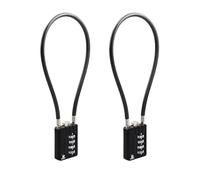 RESET-204 (2 Pack) 4 Digit Combination Padlock with 30 cm (12 inch) Long Cable,Cable Lock for Trash Can, Locker, Gym Locker, Luggage, Suitcase, Gun Case, Trigger,Helmet, 5mm Diameter, Black