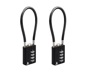 RESET -204 4-digit combination lock with 10 cm wire rope, 5 mm diameter cable, high security lock, suitable for luggage, weapon case, tool box, helmet, pack of 2