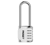 RESET- 4 Digit Combination Padlock with 2.4 inch Long Shackle, Combination Lock,Outdoor Waterproof Padlock for School Gym Locker, Fence, Gate, Toolbox,Sliver