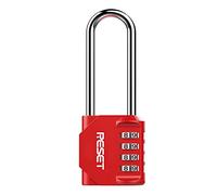RESET- 4 Digit Combination Padlock with 2.4 inch Long Shackle, Combination Lock,Outdoor Waterproof Padlock for School Gym Locker, Fence, Gate, Toolbox, Red