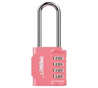 RESET- 4 Digit Combination Padlock with 2.4 inch Long Shackle, Combination Lock,Outdoor Waterproof Padlock for School Gym Locker,Fence,Gate,Toolbox,Pink