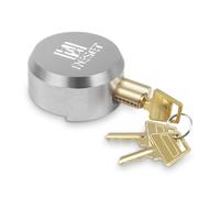 RESET-903 1 Pack Keyed Different Puck Locks, 2-7/8" Hidden Shackle Padlocks with Keys, Heavy Duty Aluminum Alloy Body & Stainless Steel Shackle,Trailer Door Lock for Vans, Containers, Gates
