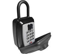 RESET-G14 4 Digit Combination Wall Mounted Key Safe with Shackle, Push Button Key Lock Box, Large Capacity, Weatherproof Outdoor House Key Storage, Black