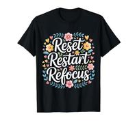 Reset Restart Refocus Growth Productivity Mindset - Value Graphic T-Shirt, Men, Black, S