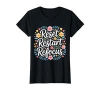 Reset Restart Refocus Growth Productivity Mindset - Value Graphic T-Shirt, Women, Black, XS