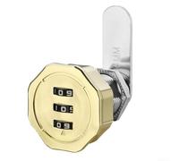 Resettable Combination Locker Lock Zinc Alloy(Gold) | for durable zinc alloy, 3-digit security, resettable code, fits 1-20mm plates, for ideal for drawers