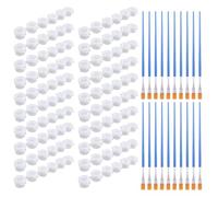 RESFNSE 20 Strips 120 Pots Empty Paint Pots Strips Mini Clear Storage Containers and 20 Pcs Paint Brushes Painting Arts Crafts