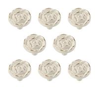 RESFNSE 8Pcs Antique Rose Flower Cabinet Knobs, Vintage Kitchen Shabby Chic Zinc Alloy White Drawer Pull Handles for Dresser