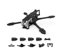 ResGcx MK5 Reinforced 5 Inch Carbon Frame Kit 225mm Wheelbase 5mm Thick Arm CNC Aluminum Side Plates Mechanical Propulsion Component (1 Set)(Black)