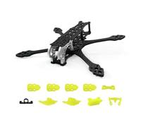 ResGcx MK5 Reinforced 5 Inch Carbon Frame Kit 225mm Wheelbase 5mm Thick Arm CNC Aluminum Side Plates Mechanical Propulsion Component (1 Set)(Yellow)