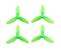 ResGcx Reinforced 3-Inch 3-Blade Propeller Assembly T3X3X3 Polycarbonate Rotor For Professional Drones and 110x Power Systems 1.5mm Shaft (2 Pairs)(Green)