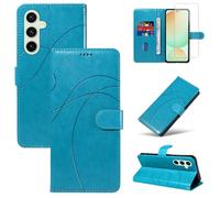 Reshias Case for Samsung Galaxy S24 FE 5G (Not for S24) with 1 Piece Tempered Glass Screen Protector, PU Leather and Flip Case, Stand Function and Wallet Case (Sky Blue)