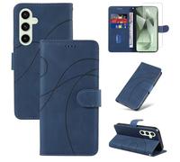 Reshias Cover for Samsung Galaxy S24 FE 5G (not for S24) with 1 Piece Tempered Glass Screen Protector, PU Leather and Flip Case, Stand Function and Wallet Case (Blue)