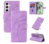 Reshias Cover for Samsung Galaxy S24 FE 5G (not for S24) with 1 Piece Tempered Glass Screen Protector, PU Leather and Flip Case, Stand Function and Wallet Case (Purple)
