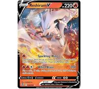 Reshiram V 024/195 Ultra-Rare Rare Pokemon Card (SWSH Silver Tempest) + 1x TitanCards® Toploader