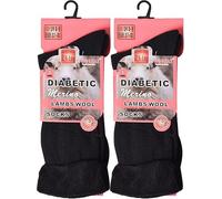 reshmena® 2 Diabetic Merino Wool Thermal Socks Women's Wool socks Extra Warm Thick Non Elastic Soft Wide Top Womens Socks Womens Walking thermal Socks Merino Size 4-8 Black