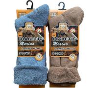 reshmena® 2 Merino Mens Wool Diabetic Socks Loose Top Men Wool Non-Elastic Sock's Mens Thick Boot Socks Winter Sock 2.4 TOG Diabetic 6-11 Assorted