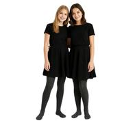 reshmena® 2 Tights for Girls Opaque Cotton Rich Tights, Plain School Uniform, Soft, Warm Durable School Tights Schoolwear Every Day Thick Smart Casual Girls Tights 15-16 Yrs Grey