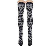 reshmena® 2 Women's Over-the-Knee Leopard Print Socks Womens Girls Over The Knee Socks Ladies Thigh High Long Socks Girls Casual Thigh Sock Grey Leopard