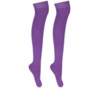 reshmena® 2 Womens Over The Knee Plain Socks, Girls Plain Over The Knee High Socks Cotton Rich Thigh Socks Leg Warmer Womens Casual Thigh High Sock Daily Wear, Purple OTK