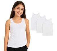 reshmena® 3 & 6 Girls Vests Tops 100% Cotton White Sleeveless Undershirts Summer Plain Top Every Day Girls Back to School Multipack Tank Top