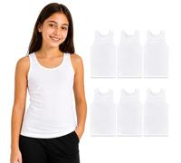 reshmena® 3 & 6 Girls Vests Tops 100% Cotton White Sleeveless Undershirts Summer Plain Top Every Day Girls Back to School Multipack Tank Top