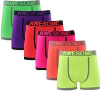 reshmena® 3 Awesome Boxer Shorts Everyday Wear Mens seamless Sport Brief Mens Underwear NEON Stretchy Awesome Printed Waistband (ROP) Small