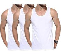 reshmena® 3 Mens Cotton Vests Tank Tops Sleeveless Plain Breathable Slim Fit Summer Top Vest Everyday Athletic wear Men Workout Shirts White 3XL