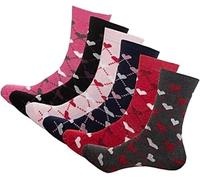 reshmena® 3 Pairs Womens Diabetic Socks Women wide top Non-Elastic socks Oedema friendly Womens Non-Binding Socks SIZE (4-7) (UK, Numeric, 4, 7, Regular, Regular, Heart/Argyle (3 Pairs))