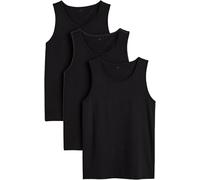 reshmena® 3 Vests Mens Tank Tops Sleeveless Plain Breathable Slim Fit Summer Top Cotton Vest Everyday Athletic wear Men Workout Shirts Black, 4XL