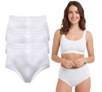 reshmena® 3 Womens Brief Knickers High Waist Full Mama Cotton Rich Briefs Ladies Full Maxi Brief Mama Panties Underwear Size OS White