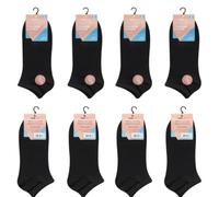 reshmena® 6 Women's Cotton Trainer Socks Invisible Liner Ankle Sock Cotton No Show Socks Low Cut Athletic Sock's for Ladies Girls Colours Size 4-7 Black