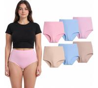 reshmena® 6 Women's High-Waist Brief Underwear Multicolour Full Mama Briefs - Ladies Cotton Rich Maxi Knickers Full Coverage Everyday Panties Pack-6 Briefs Size XXOS Pastel