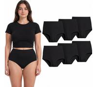 reshmena® 6 Women's High-Waist Brief Underwear Multicolour Full Mama Briefs - Ladies Cotton Rich Maxi Knickers Full Coverage Everyday Panties Pack-6 Briefs Size XXXOS Black