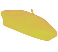 reshmena® Adult Beret Hat Women French Style Wool Beret Hat Plain Classic Color Beret's Hat, Unisex Soft Warm Outdoor Vintage Artist Hats Beanie Unisex Hat (UK, Alpha, One Size, Yellow)