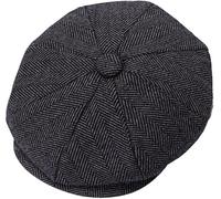 reshmena® Flat Cap Mens Hat Newsboy Cap Duckbill Hat Ivy Hat Herringbone Newsboy Hunting Cap Tweed Cap Gatsby Hat Baker Boy Cloth Hat Herringbone Charcoal XXL