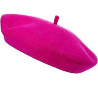 reshmena® Womens Classic French Beret Hat, Red Wool, Traditional Style Beret Hat Women Wool Solid Color French Style - Vintage Women's Berets for Ladies UK Artist Hat Beret Fuchsia