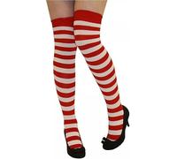Reshmena® Women's Over the Knee Socks - Long Striped Stockings, Leg Warmers for Ladies and Girls - Xmas Party Socks Size 4-6 Red & White OTK