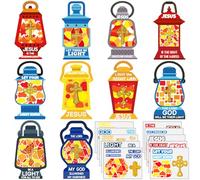 Resholder 30 Sets Religious Sunday School Crafts Jesus Lights The Way Stickers Bulk Vbs Christian Prizes Bible Stickers Ornaments DIY Cross Craft Kits for Church Games School Activities Party Favors