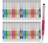 Resholder 48 Pcs Music Stylus Pens 2-in-1 Crystal Musical Note Ballpoint Pen 0.5 mm Retractable Capacitive Ballpoint with Stylus Tips for Touch Screen Marching Band Music Office Gift