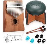 Resholder Rain Drum for Outside Garden Thumb Piano Kalimba Musical Instruments Set 8 Notes 6 Inches Steel Tongue Drum 17 Keys Finger Piano for Adult Beginners Gift for Christmas(Mineral Green)
