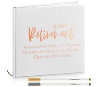 Resholder Retirement Guest Book with 2 Markers 8.7'' Square Hardcover Blank Guest Book Happy Retirement Party Supplies Retirement Gifts for Women Men Party Decorations Photo Signing