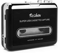 Reshow Walkman Cassette Tape Player - Portable Tape Player Audio Cassette to Digital Converter - Compatible with Laptops and Personal Computers - Convert Cassette Tape Recorder to iPod Format (Black)