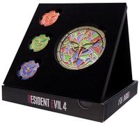 FaNaTtik Resident Evil 4 Church Puzzle Medallion Set - Limited Edition Collectible (Las Plagas Emblem Replica, 4 Medallions with Display Stand), Officially Licensed & Numbered Box