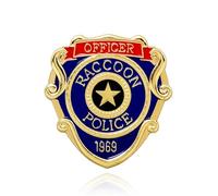 Resident Evil Police Badge Pin - Racoon City Metal Costume Brooch - Cosplay Cop Jewelry Accessory Souvenir Collection Gift for People Fans, medium sized, Zinc, no gemstone